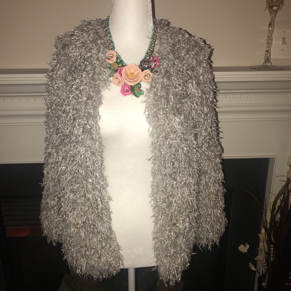 Zara Basic Collection Silver Shaggy Jacket - image 1